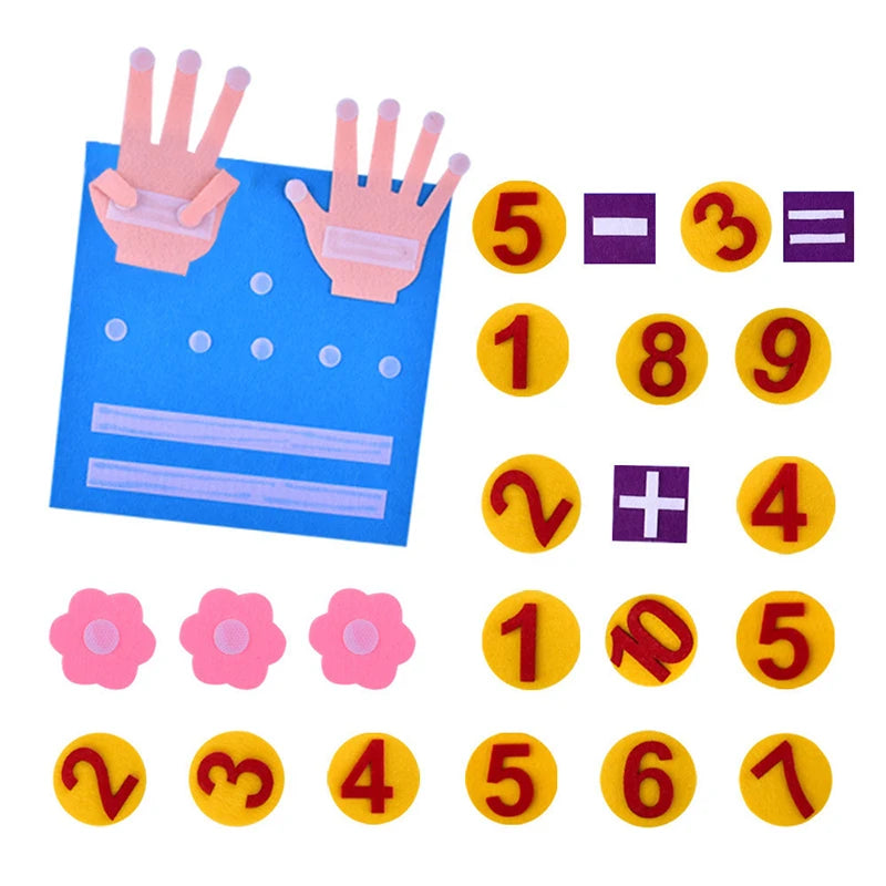 Tableaux d’activités en feutrine – Chiffres, émotions, tressage, boutonnage