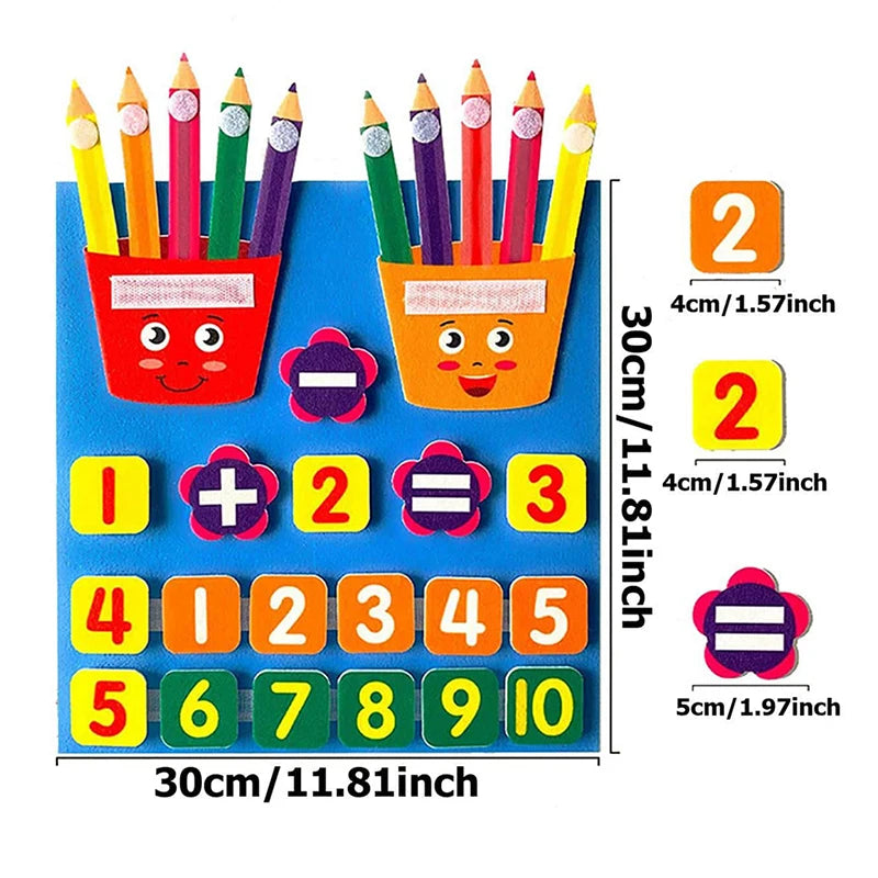 Tableaux d’activités en feutrine – Chiffres, émotions, tressage, boutonnage