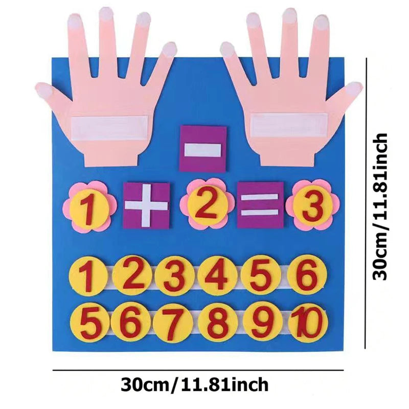 Tableaux d’activités en feutrine – Chiffres, émotions, tressage, boutonnage